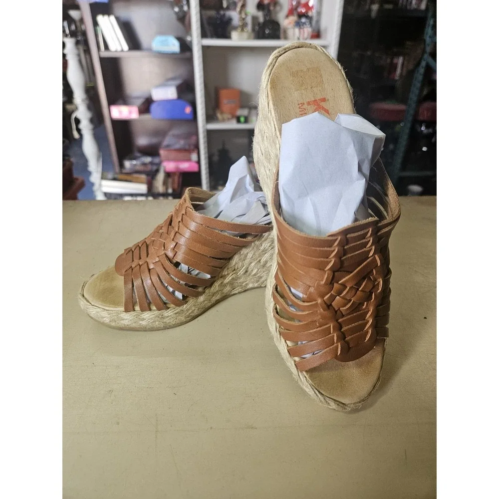 WOMENS MICHAEL KORS BROWN WEDGE OPEN TOE SHOES SIZE 6